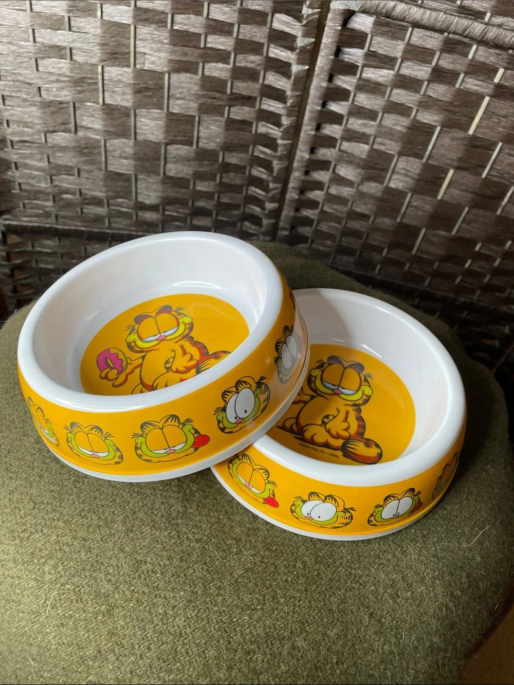 Garfield Yellow Ceramic Cat Bowl Set by
